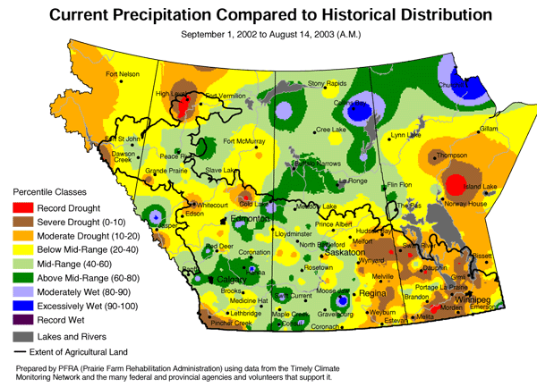 Prairie moisture situation, Aug 14 2003