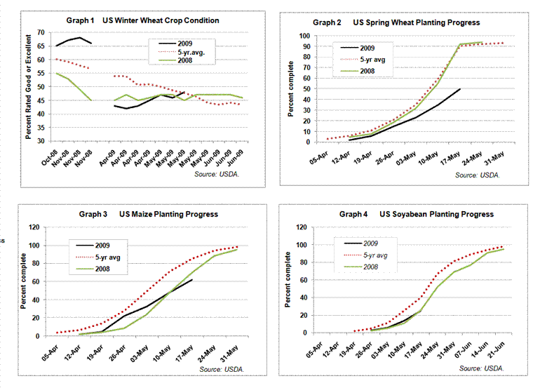 US winter wheat crop condtion and spring crop sedding prgress 2009