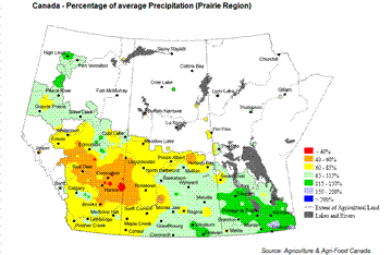 Canadian Prairie moisture anomolies